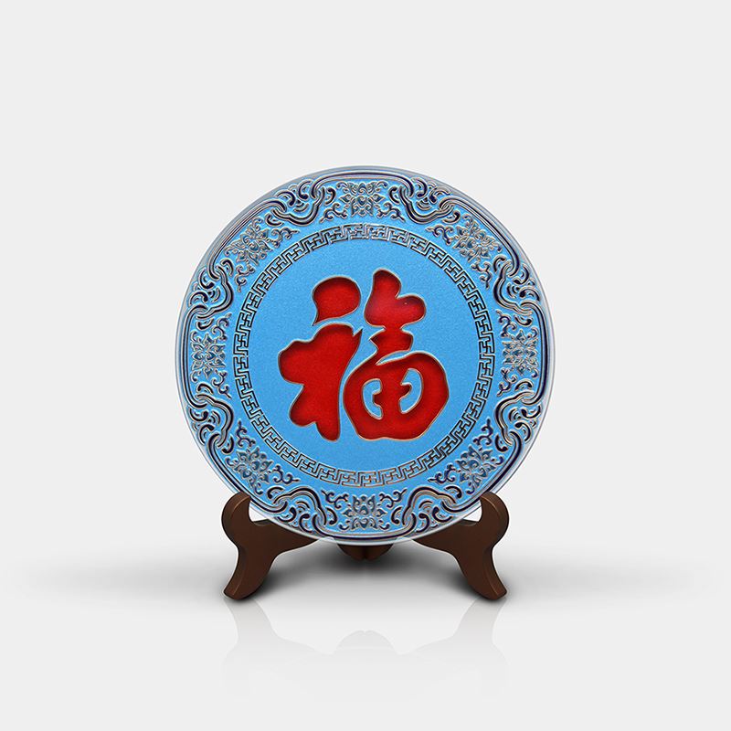 雅琅晶17.5CM传统福（掐丝款）蓝色
