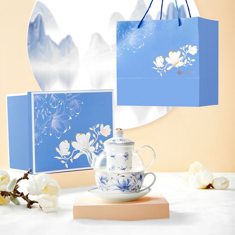 白玉蘭子母壺茶具套裝含精美禮盒