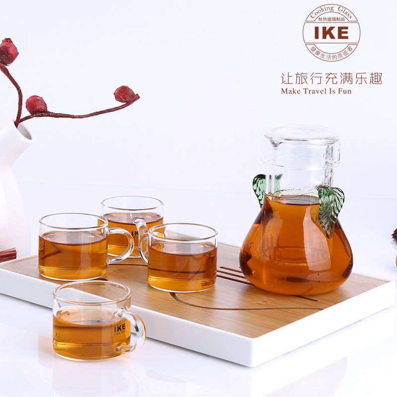 一柯高硼硅玻璃便携旅行茶具组合1壶4杯带茶盘YK-C601A