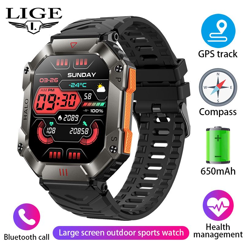 英国LIGE高清大屏户外运动健康智能手表BW0591