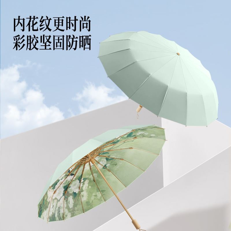 美立方东方插画防紫外线晴雨伞
