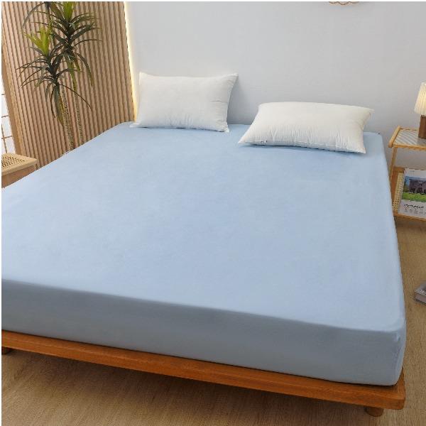 生活元素素色蓝亲肤水洗棉单件床笠（1.8米）SM-117A