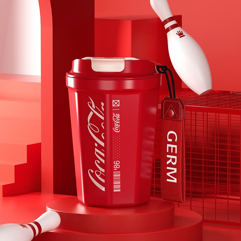 格沵（germ）可口可乐联名款菱形咖啡杯（红）390ml
