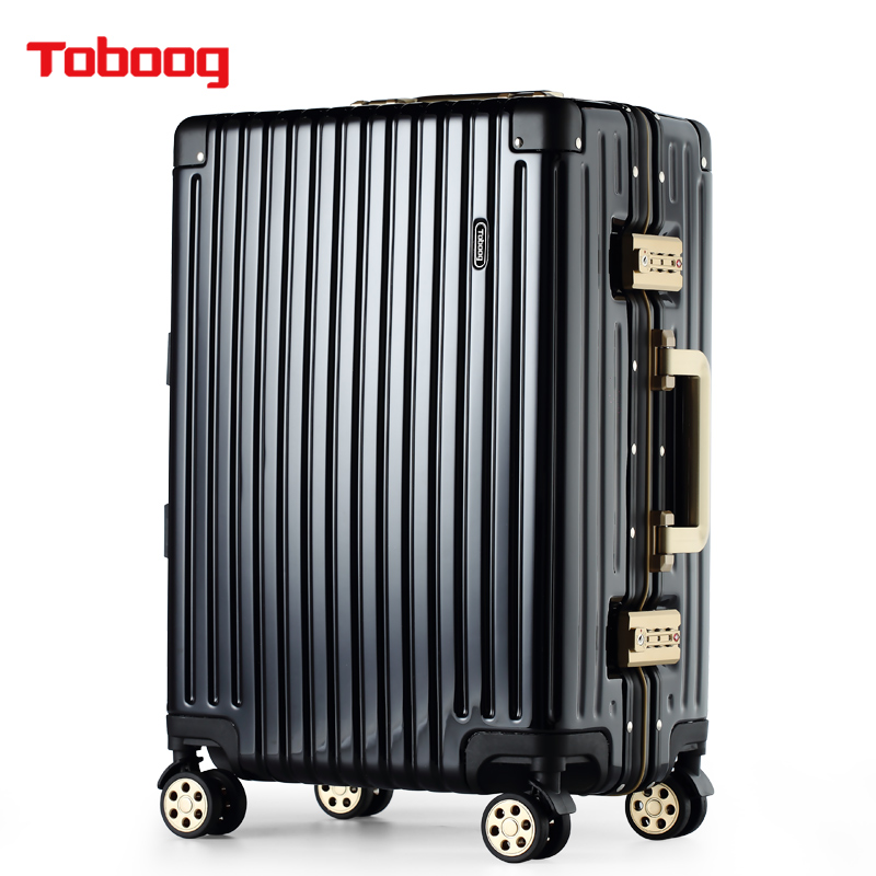 途幫（TOBOOG）鋁框登機箱輕音萬向輪旅行箱6290A黑色