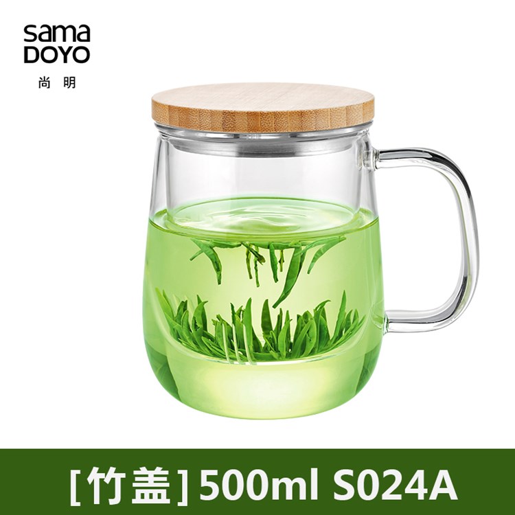 尚明玻璃茶杯绿茶花茶杯S024A（500ml）