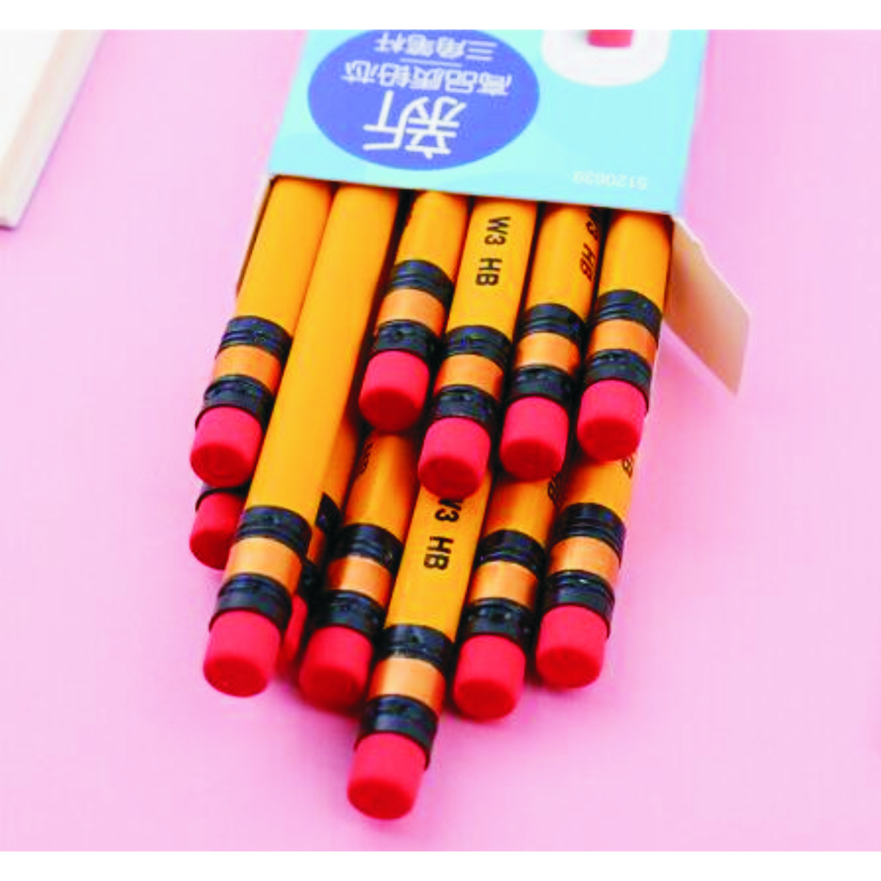 缤乐美木杆铅笔黄色W3 HB/W3 2B六角笔杆