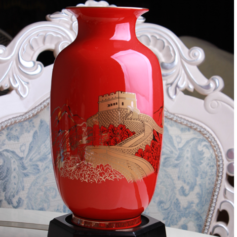 红瓷冬瓜瓶