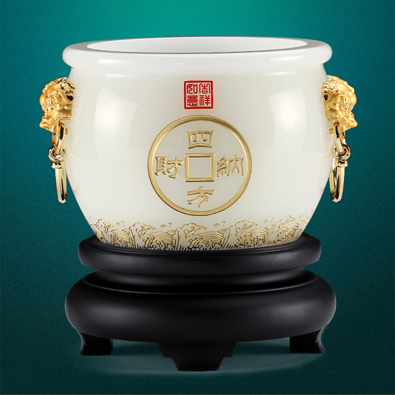 鼎盛精品（特大號）琉璃聚寶盆家居招財擺件商務禮品開業(yè)喬遷送禮