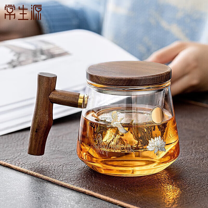 常生源仙鶴高硼硅玻璃泡茶杯